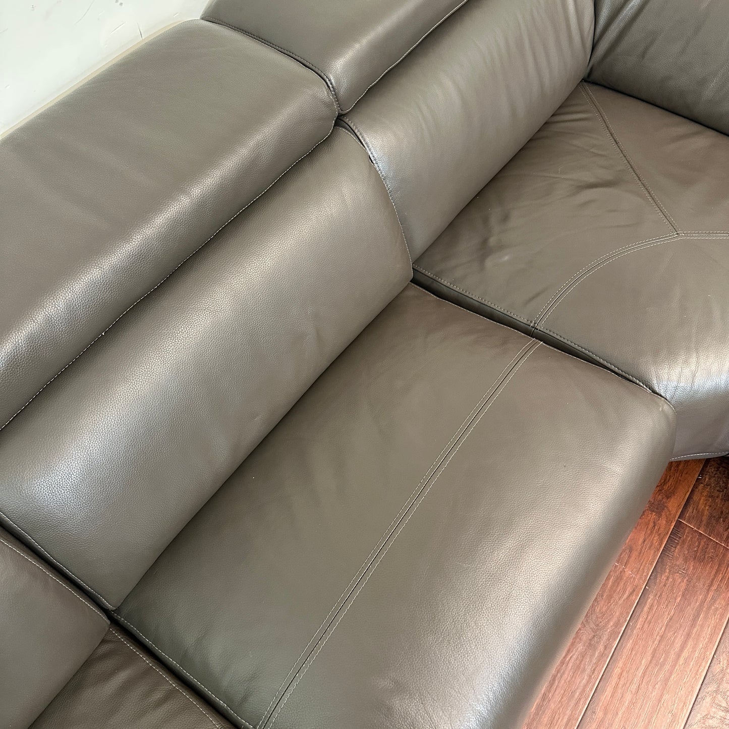 Dark Grey Contemporary Leather Sectional