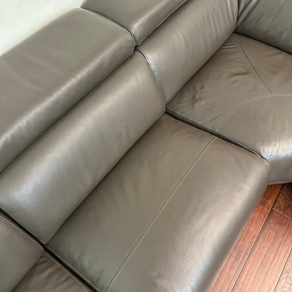 Dark Grey Contemporary Leather Sectional
