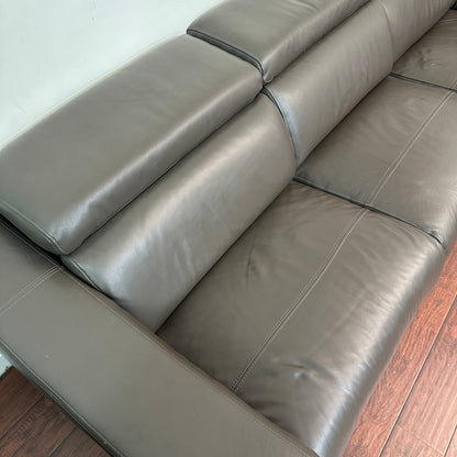 Dark Grey Contemporary Leather Sectional