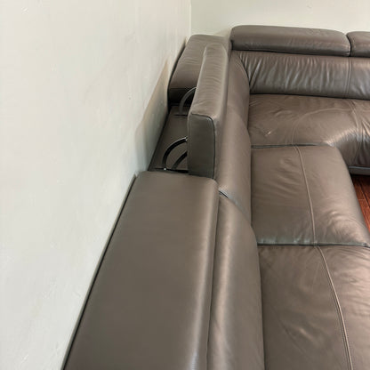 Dark Grey Contemporary Leather Sectional
