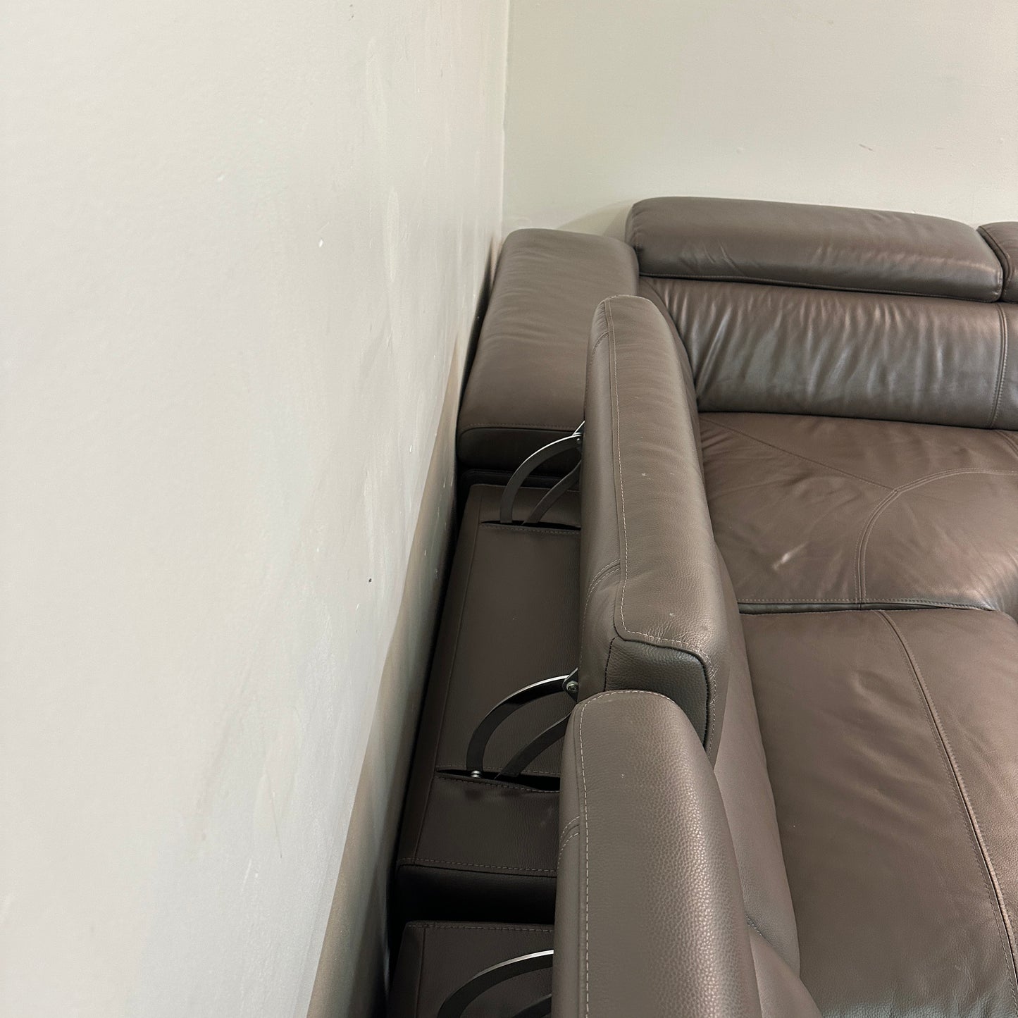 Dark Grey Contemporary Leather Sectional