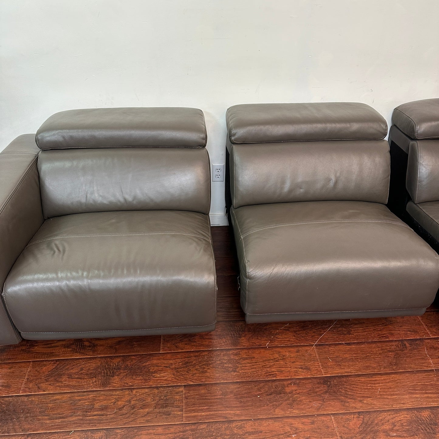 Dark Grey Contemporary Leather Sectional