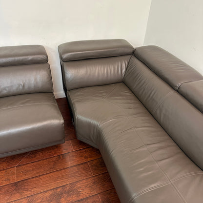 Dark Grey Contemporary Leather Sectional