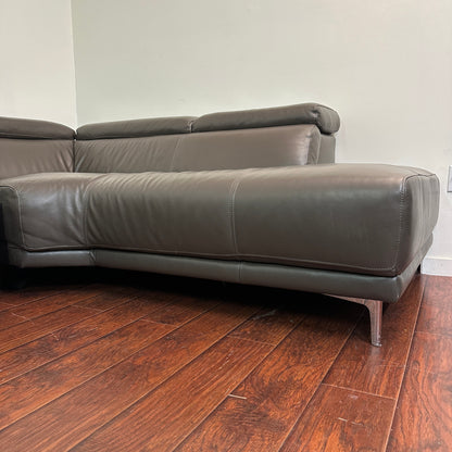 Dark Grey Contemporary Leather Sectional