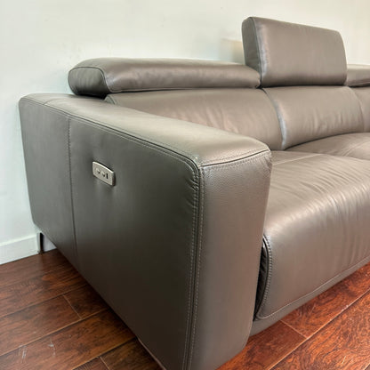 Dark Grey Contemporary Leather Sectional