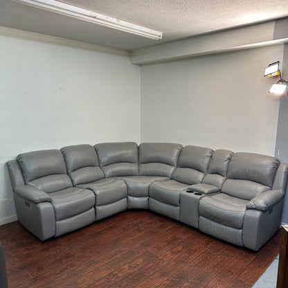 Marcel 6-Piece Genuine Leather Power Reclining Sectional