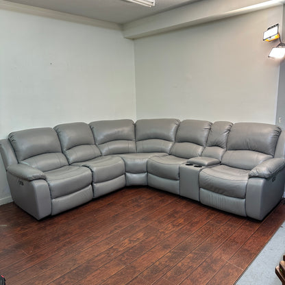 Marcel 6-Piece Genuine Leather Power Reclining Sectional