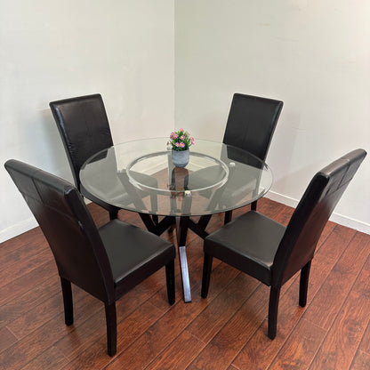 Modern Round Glass Dining Set