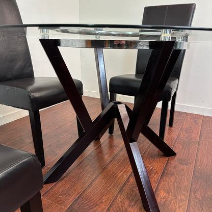 Modern Round Glass Dining Set