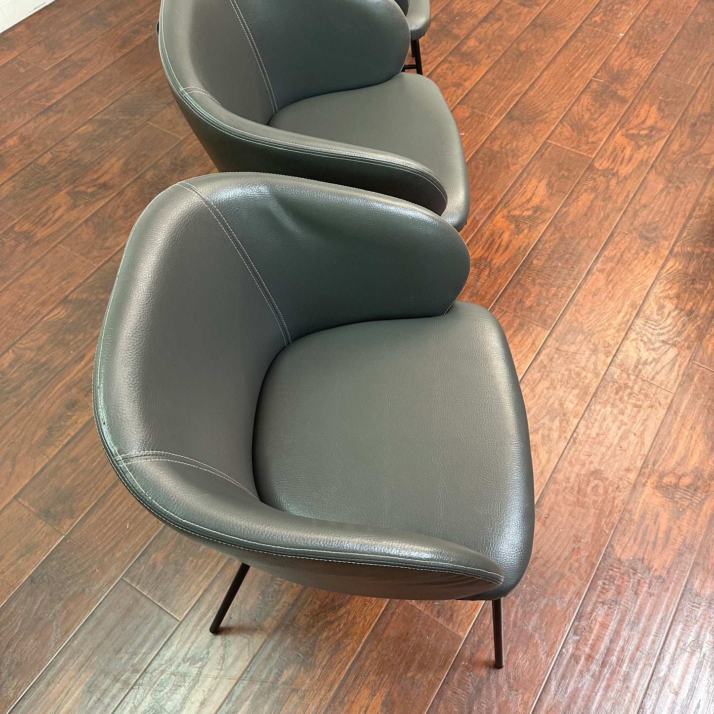 Modern Leather Barrel Dining Chairs (x6)