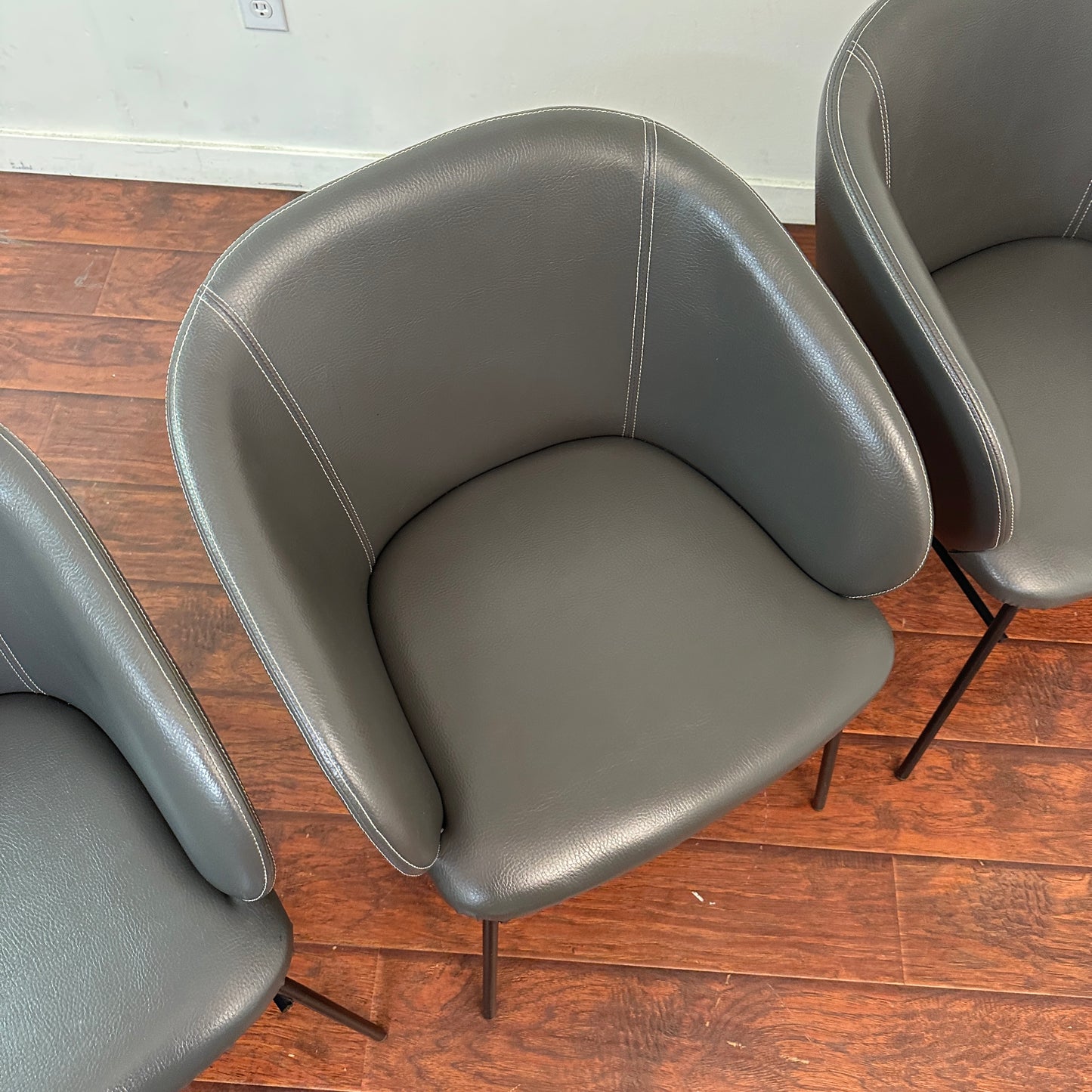 Modern Leather Barrel Dining Chairs (x6)