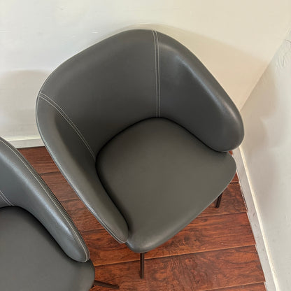 Modern Leather Barrel Dining Chairs (x6)
