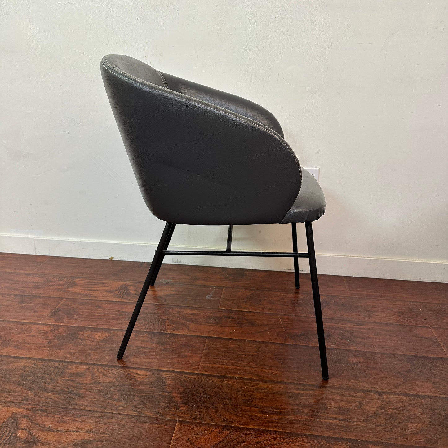 Modern Leather Barrel Dining Chairs (x6)