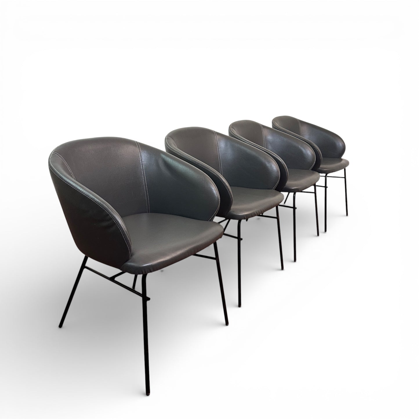 Modern Leather Barrei Dining Chairs (x4)