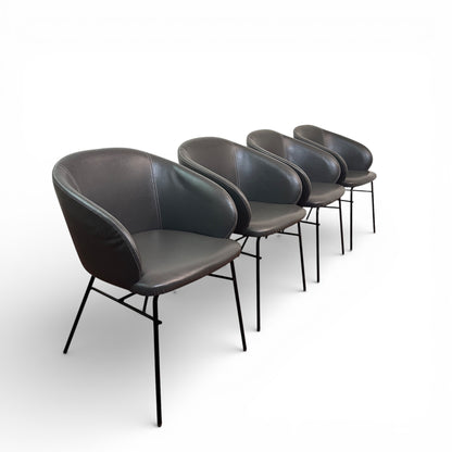 Modern Leather Barrei Dining Chairs (x4)