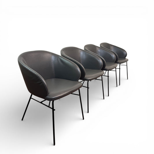 Modern Leather Barrei Dining Chairs (x4)