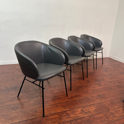 Modern Leather Barrei Dining Chairs (x4)