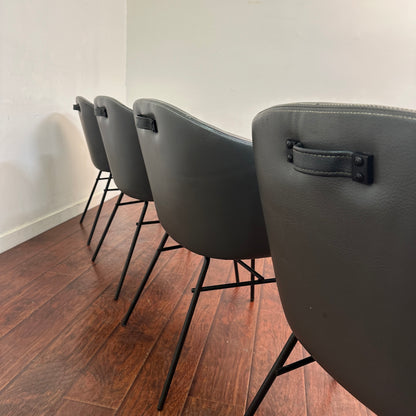 Modern Leather Barrei Dining Chairs (x4)