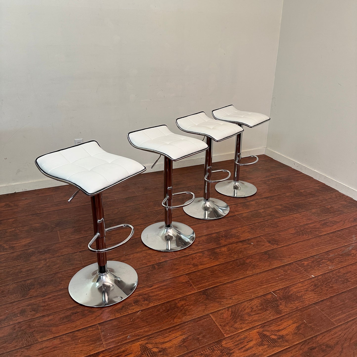 White Swivel Adjustable Barstools (x4)