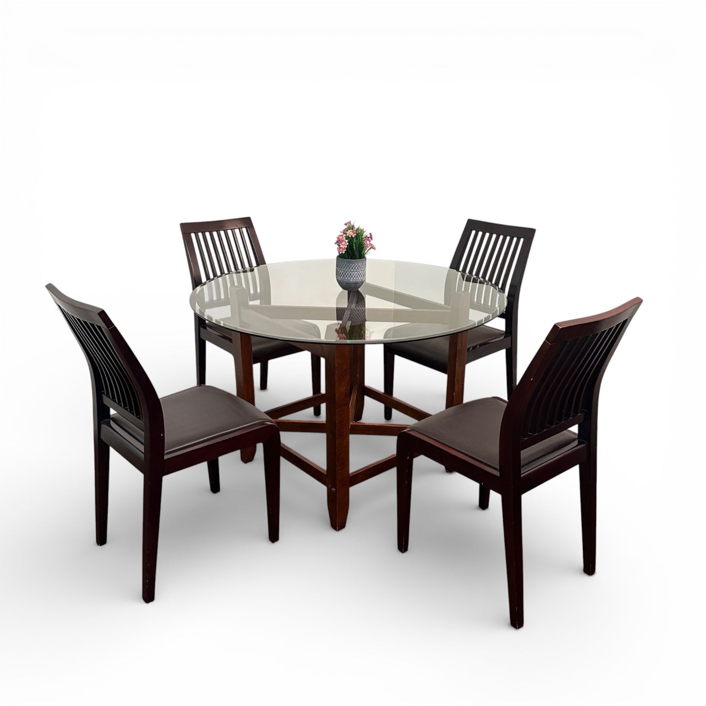 Dark Wood Glass Dining Set