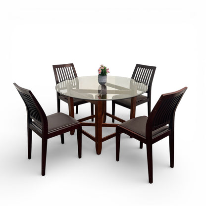 Dark Wood Glass Dining Set