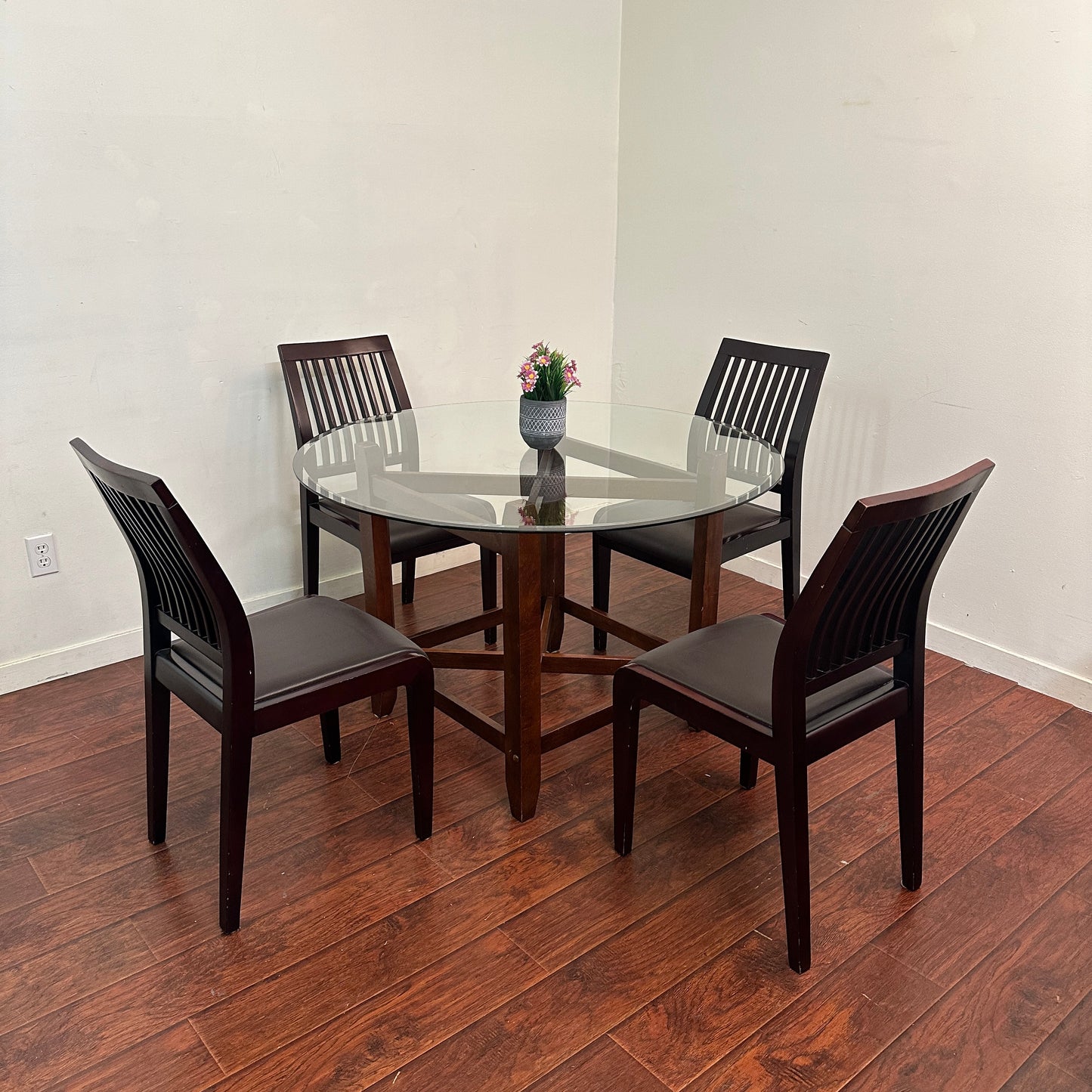 Dark Wood Glass Dining Set