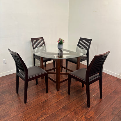 Dark Wood Glass Dining Set