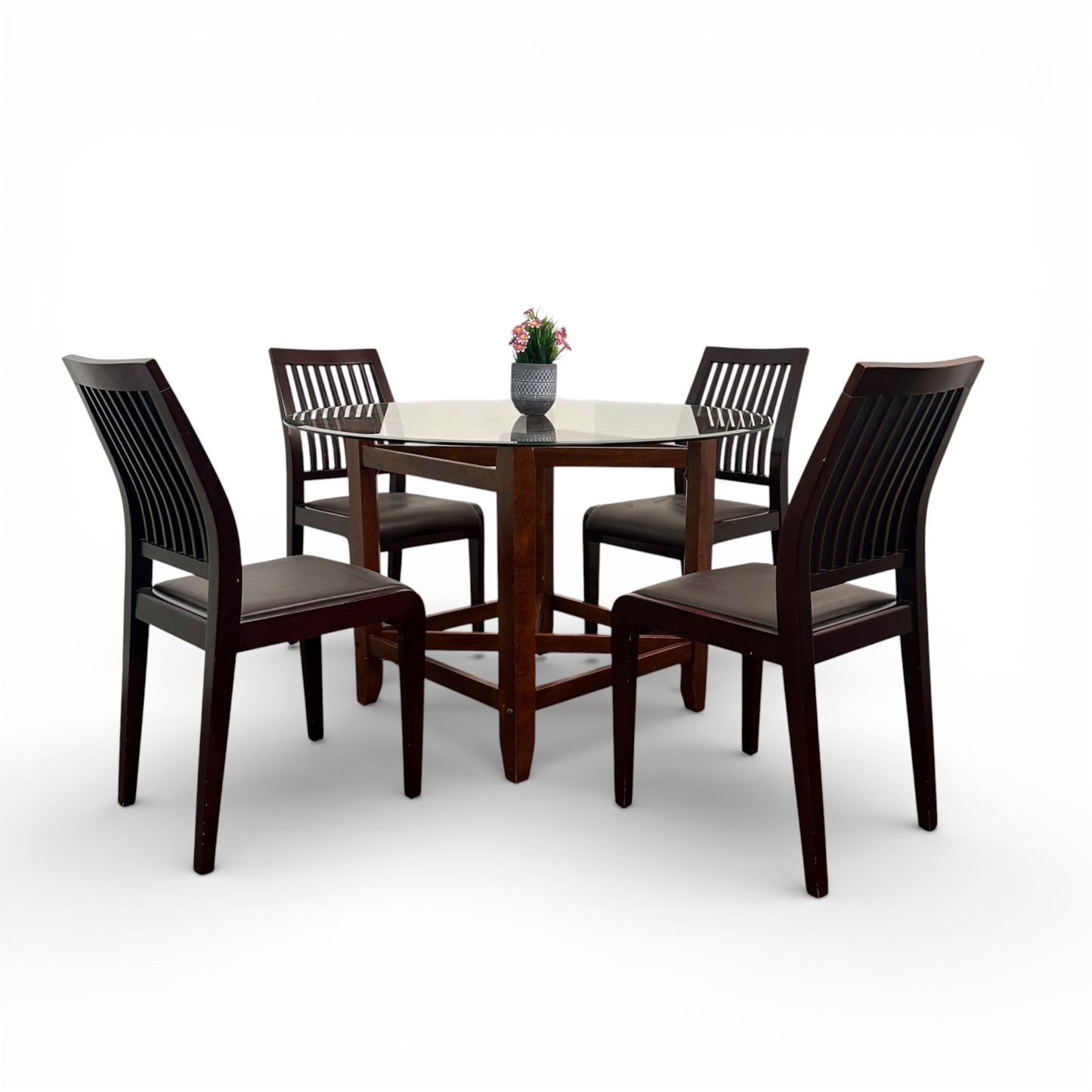 Dark Wood Glass Dining Set