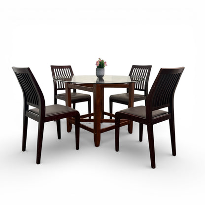 Dark Wood Glass Dining Set