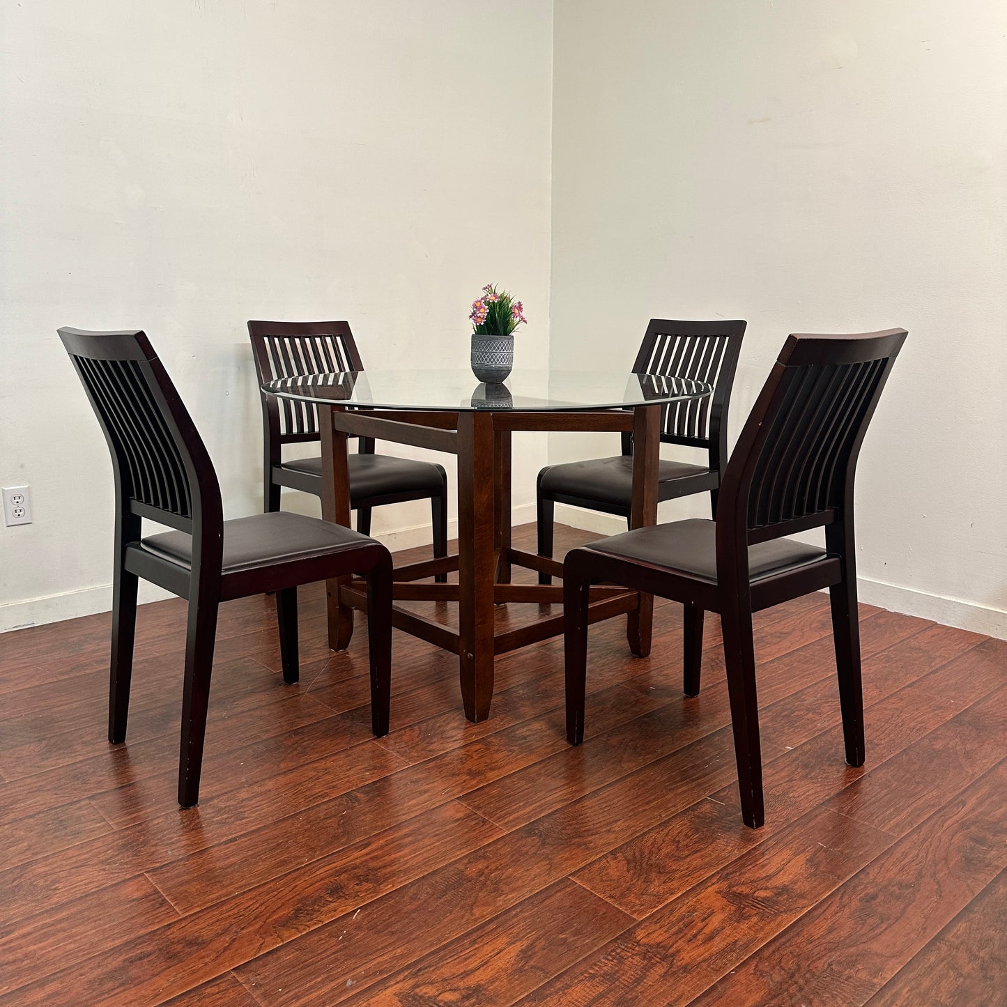 Dark Wood Glass Dining Set