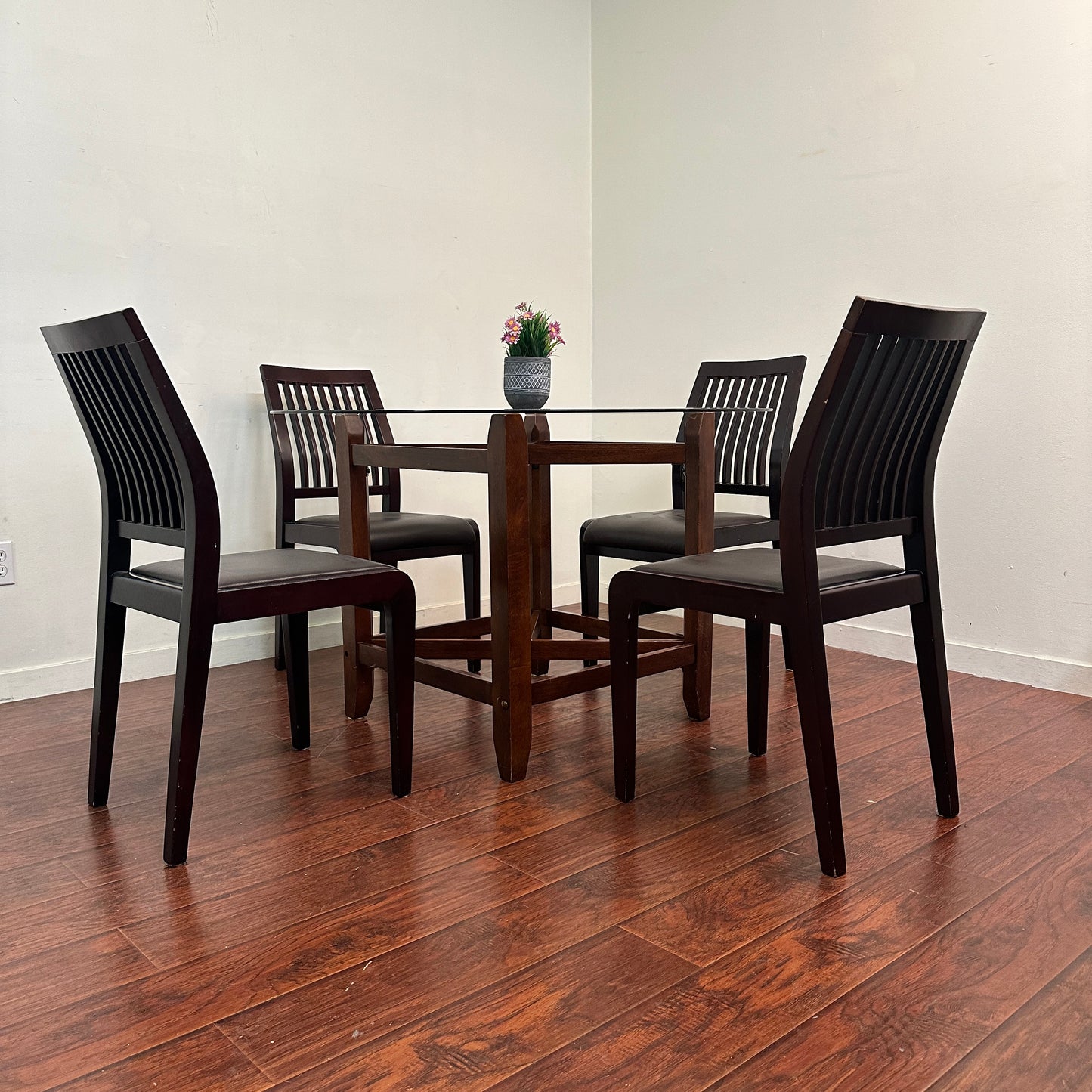 Dark Wood Glass Dining Set