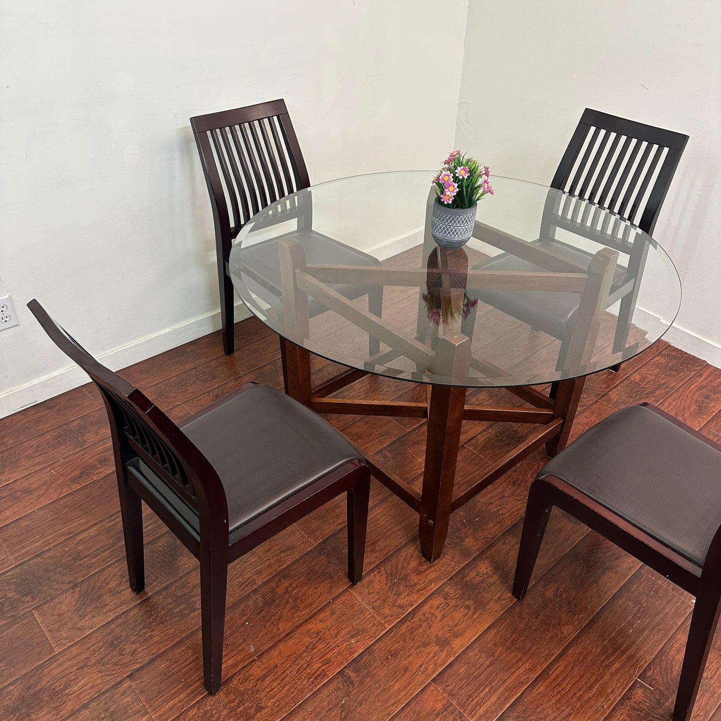 Dark Wood Glass Dining Set