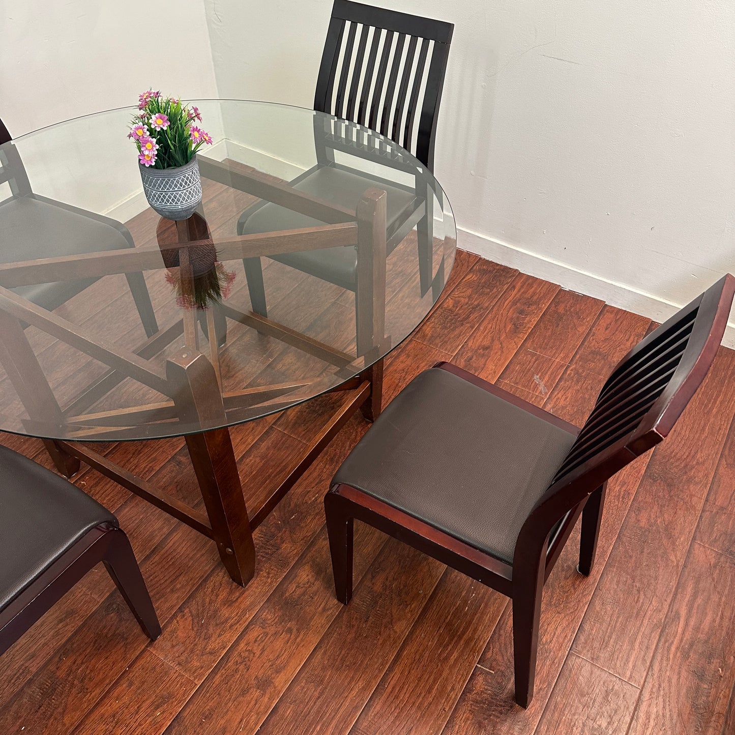 Dark Wood Glass Dining Set