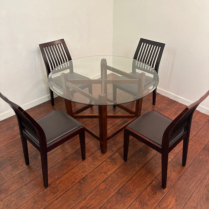 Dark Wood Glass Dining Set