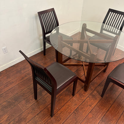 Dark Wood Glass Dining Set