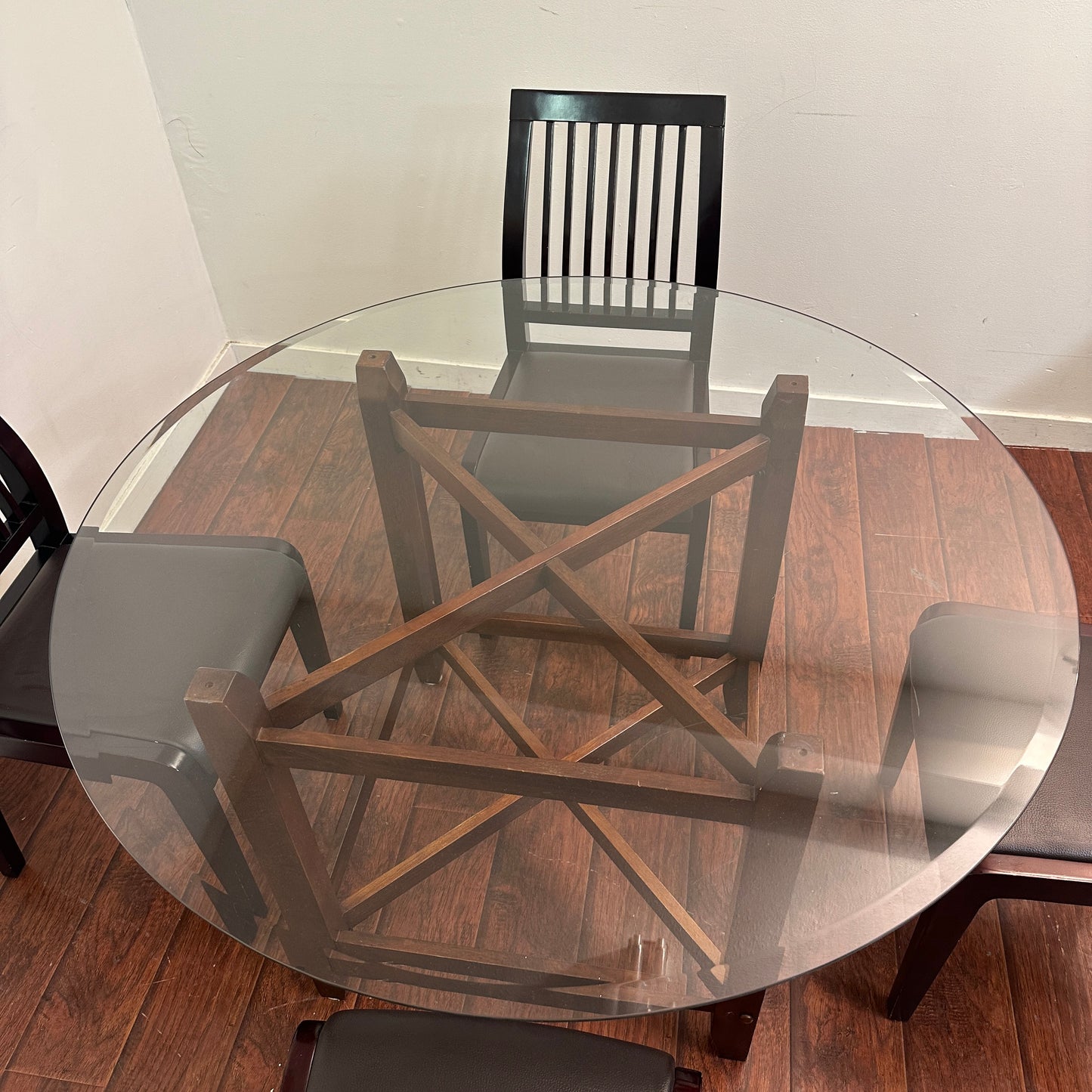 Dark Wood Glass Dining Set