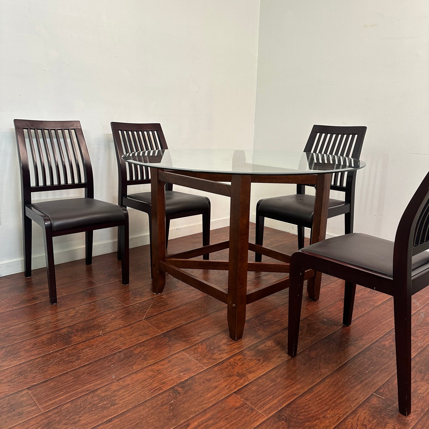 Dark Wood Glass Dining Set