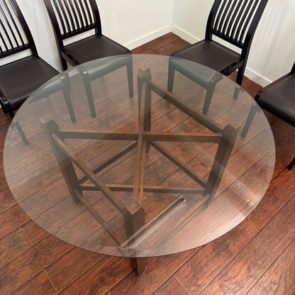 Dark Wood Glass Dining Set