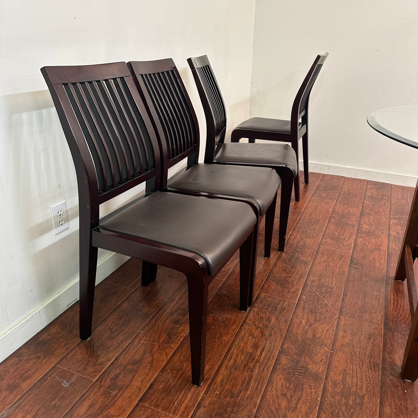 Dark Wood Glass Dining Set