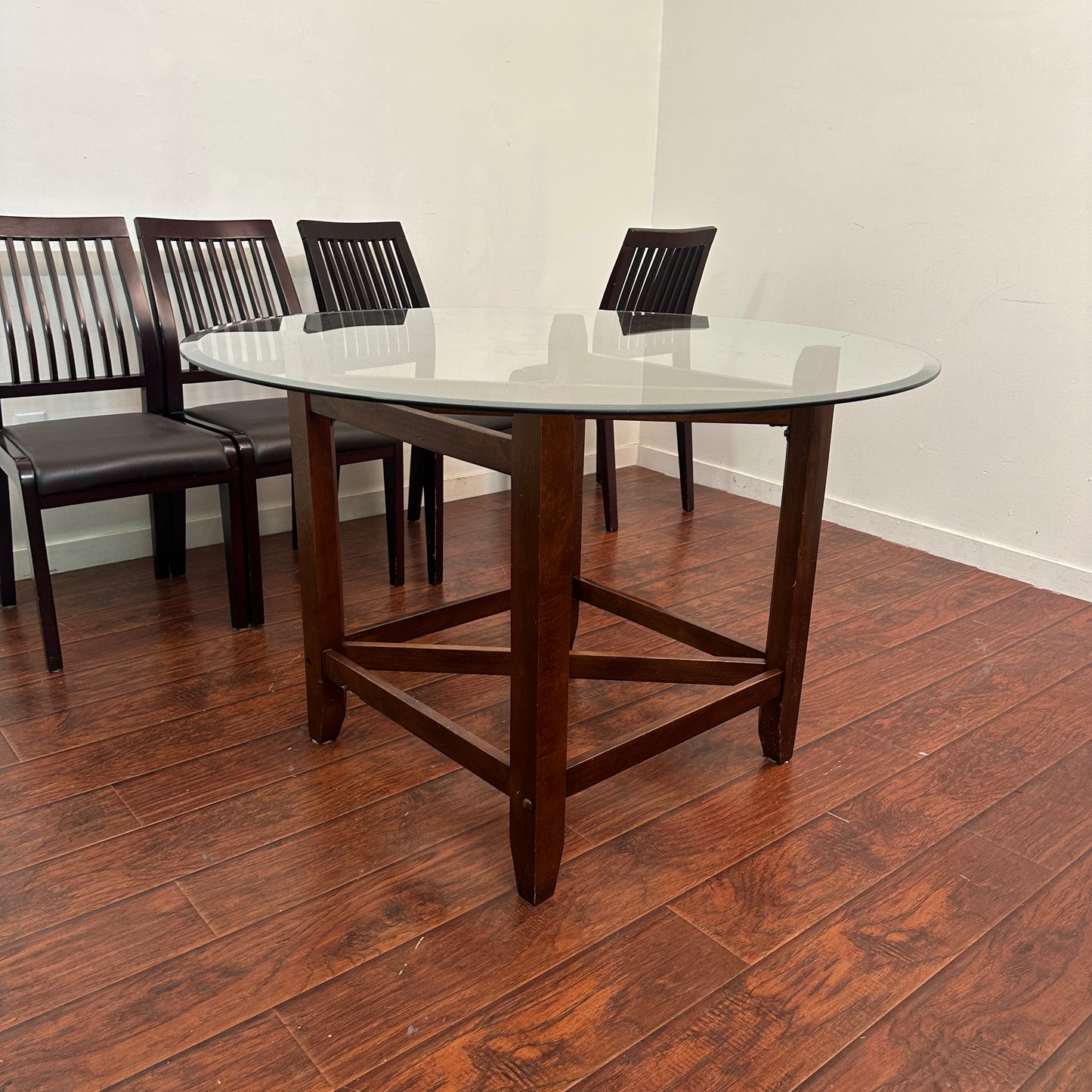 Dark Wood Glass Dining Set