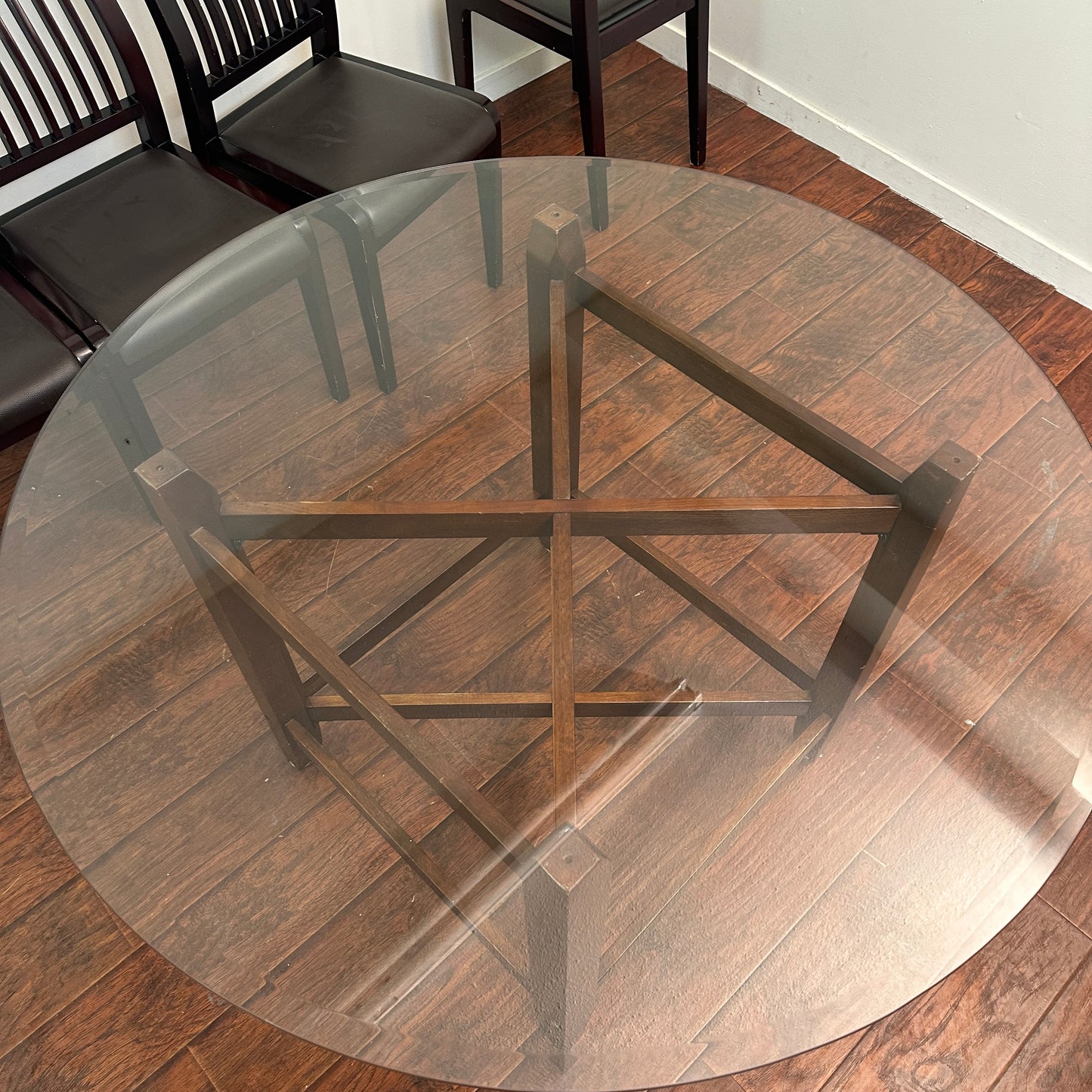 Dark Wood Glass Dining Set