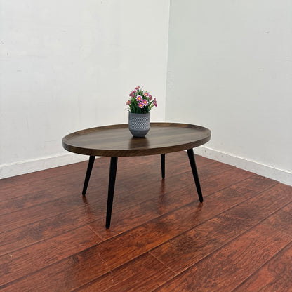 Walnut-Look Oval Coffee Table