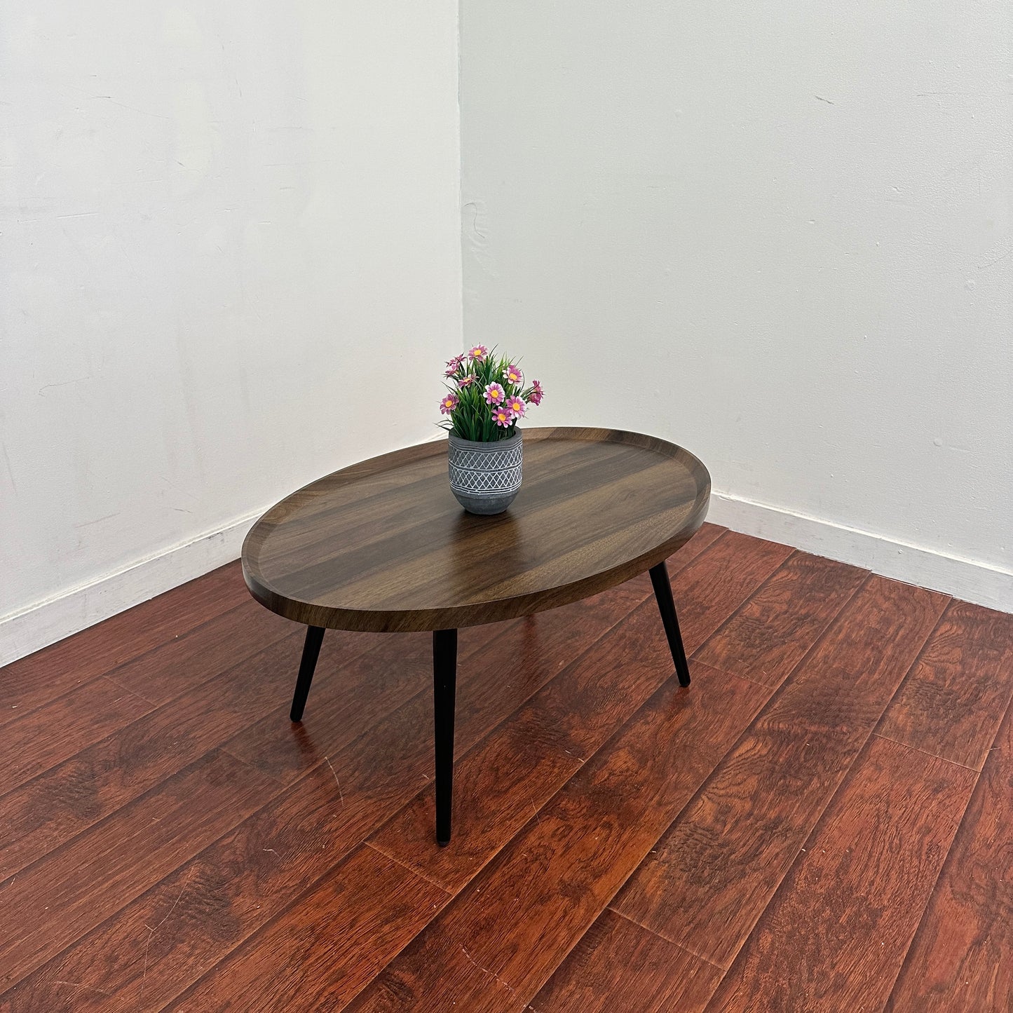 Walnut-Look Oval Coffee Table