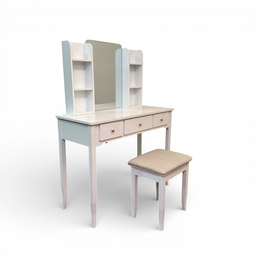 White Vanity with Stool