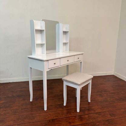 White Vanity with Stool