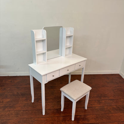 White Vanity with Stool