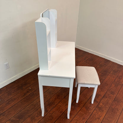 White Vanity with Stool