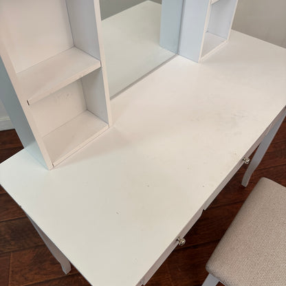 White Vanity with Stool