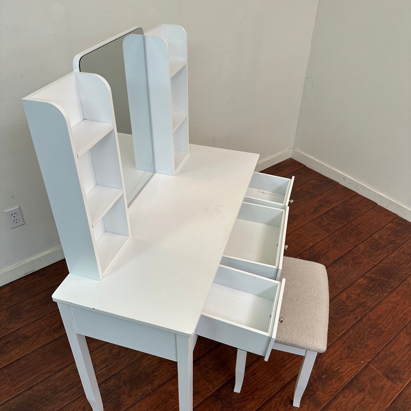 White Vanity with Stool