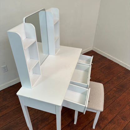 White Vanity with Stool